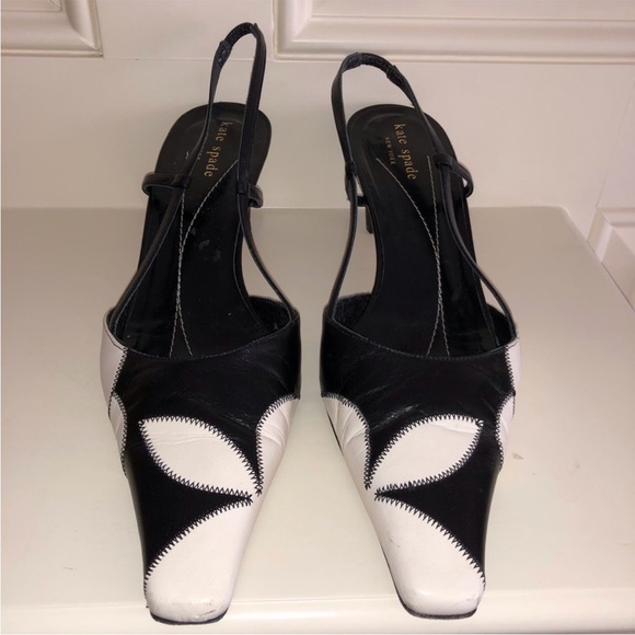 ⭐Kate Spade Black and Cream Slingback Heels - Picture 3 of 8